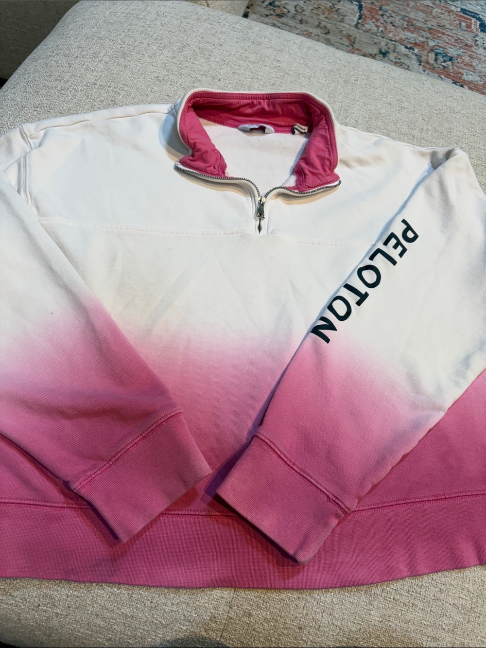Peloton Women's Half-Zip Ombre Sweatshirt - White & Pink